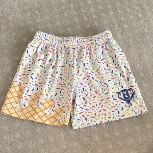 Baseball Lifestyle 101 Shorts - white ice cream print- youth medium